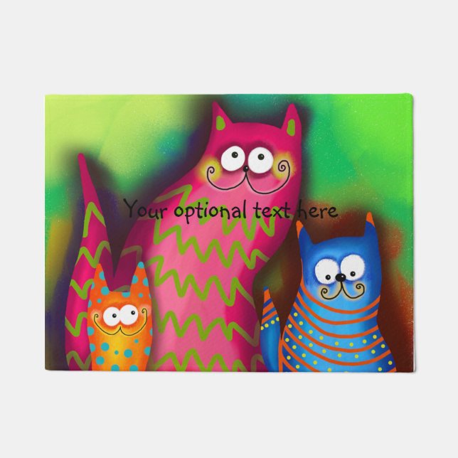 Funky Artsy Colorful Cat door Mat (Voorkant)