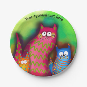 Funky Artsy Colorful Cat Lover Paper Bord