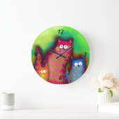 Funky Artsy Colorful Cat Wall klok (Huis)