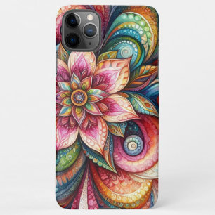Funky Artsy Kleurrijke Paisley Floral Art Pattern iPhone 11Pro Max Hoesje