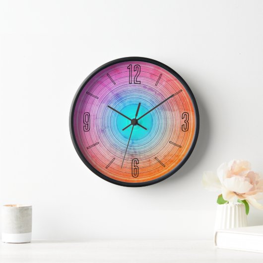 Funky Arty Cerise Roze Aqua Ontwerp Wandklok (Huis)