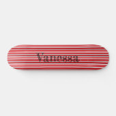 Funky Asymmetric Modern Vibrant Red Stripes Name Persoonlijk Skateboard (Horizontaal)