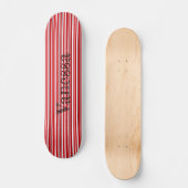 Funky Asymmetrische Moderne Levendige Rode Strepen Persoonlijk Skateboard (Voorkant)