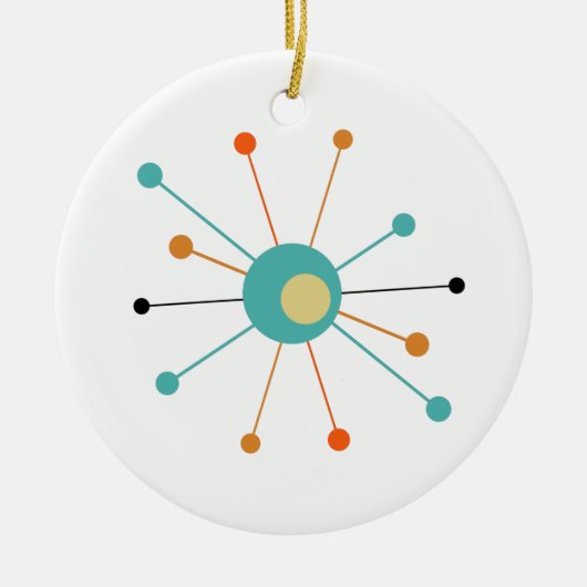 Funky Atomic Age Starburst Mid Century Modern Keramisch Ornament (Voorkant)