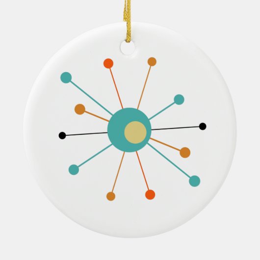 Funky Atomic Age Starburst Mid Century Modern Keramisch Ornament (Achterkant)