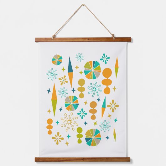Funky Atomic Age Vormt Starburst Midcentury Hangend Wandkleed (Voorkant)