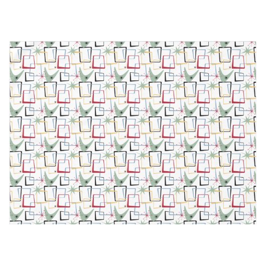 Funky Atomic Boomerangs Sterren Pleinen Midden Eeu Tafelkleed (Voorkant (Horizontaal))