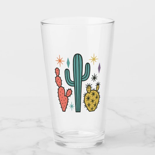 Funky Atomic Cactus Glasses (Set van 2) | retro-mi Glas (Voorkant)