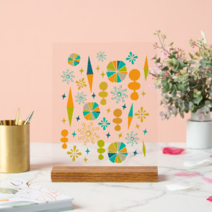 Funky Atomic Era Vormt Starburst Mid Century Acryl Bord