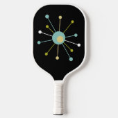 Funky Atomic Starburst in Black Mid Century Retro Pickleball Paddle (Achterkant)
