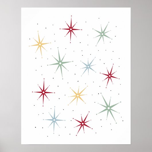 Funky Atomic Starburst Mid Century Patroon Poster (Voorkant)