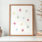 Funky Atomic Starburst Mid Century Patroon Poster