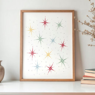 Funky Atomic Starburst Mid Century Patroon Poster