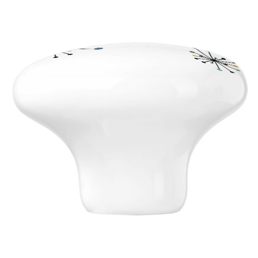 Funky Atomic Starburst midden eeuw Modern Keramische Knop (Zijkant)