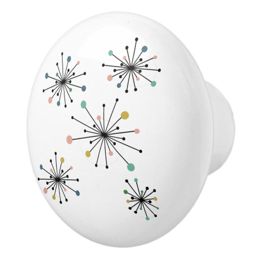 Funky Atomic Starburst midden eeuw Modern Keramische Knop (Rechts)