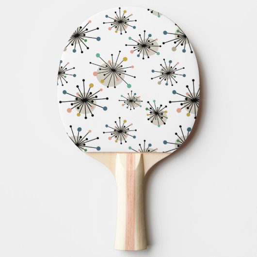 Funky Atomic Starburst Retro Mid Century Modern Tafeltennisbatje (Voorkant)