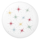 Funky Atomic Starbursts 1950 Midden eeuw Keramische Knop (Voorkant)