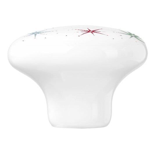 Funky Atomic Starbursts 1950 Midden eeuw Keramische Knop (Zijkant)