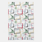 Funky Atomic Stars Boomerang Pleinen Midden Eeuw Theedoek (Verticaal)