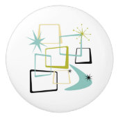 Funky Atomic Stars Boomerang Squares Midden-eeuw Keramische Knop (Voorkant)