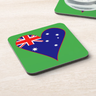 Funky Australië Hart Vlag Groene Achtergrond  Drankjes Onderzetter