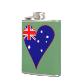 Funky Australië Hart Vlag Groene Achtergrond Heupfles (Links)