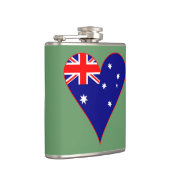 Funky Australië Hart Vlag Groene Achtergrond Heupfles (Rechts)