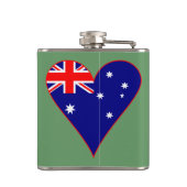 Funky Australië Hart Vlag Groene Achtergrond Heupfles (Achterkant)