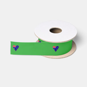 Funky Australië Hart Vlag Groene Achtergrond Satijnen Lint