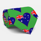Funky Australië Hart Vlag Groene Achtergrond Stropdas (Opgerold)