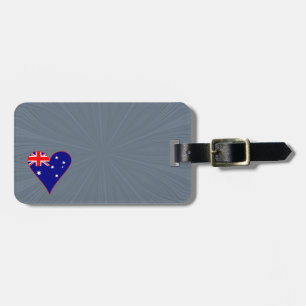 Funky Australië Hart Vlag Rode Rand Grijze Achterg Bagagelabel
