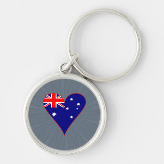 Funky Australië Hart Vlag Rode Rand Grijze Achterg Sleutelhanger