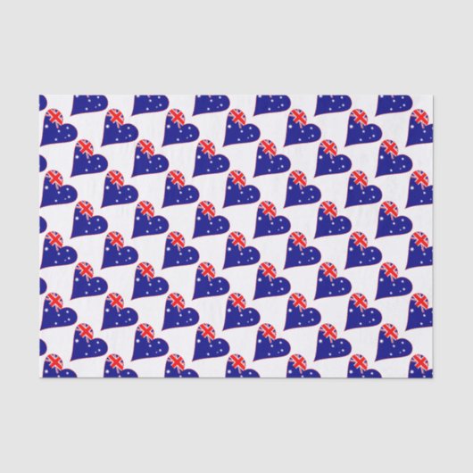 Funky Australië Hart Vlag Rode Rand Tegel Tissuepapier (Voorkant)