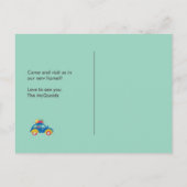 Funky auto gaat naar huis aankondigingskaart (Achterkant)