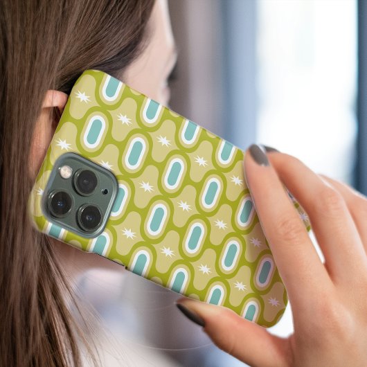 Funky Avocado Green Aqua White Wavy Lines MCM Case-Mate iPhone Case