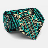 Funky Aztec stijl blauw patroon Stropdas (Opgerold)