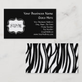 Funky Backside Zebra Black/White Monogram Visitekaartje (Voorkant / Achterkant)