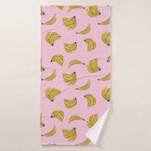 Funky banaan illustraties in geel over roze