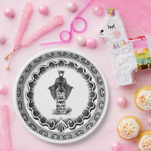 Funky  Bat Lady Papieren Bordje (Feest)