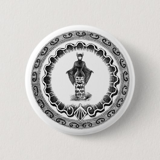 Funky Bat Woman Ronde Button 5,7 Cm (Voorkant)