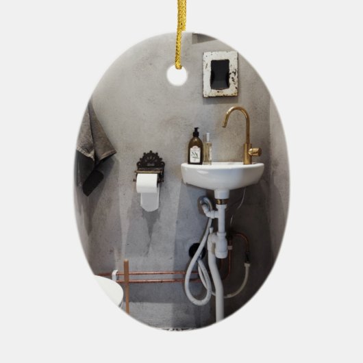 Funky Bathroom Keramisch Ornament (Voorkant)