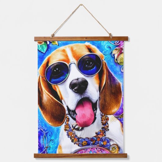 Funky Beagle Dog Hangend Wandkleed (Voorkant 2)