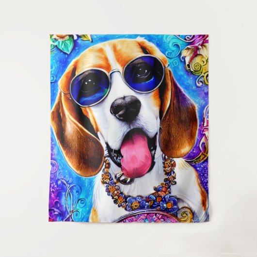 Funky Beagle Dog Wandkleed (Voorkant)