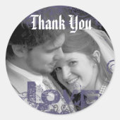 Funky Bedankt dat je met je foto trouwt. Ronde Sticker (Voorkant)