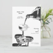 Funky Bewaar de datum Retro Champagne Tower Y2K Kaart (Staand voorkant)