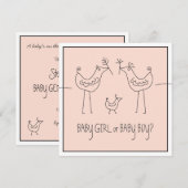 Funky Bird Coule Baby Gender Revez Party Kaart (Voorkant / Achterkant)