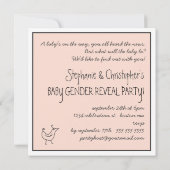 Funky Bird Coule Baby Gender Revez Party Kaart (Achterkant)