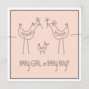 Funky Bird Coule Baby Gender Revez Party Kaart