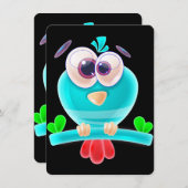 Funky Birdie Party Invite Card Kaart (Voorkant / Achterkant)