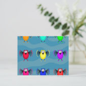 Funky Birds Briefkaart (Staand voorkant)
